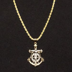 Gold Chain Rope Chain 2mm And Anchor Pendant